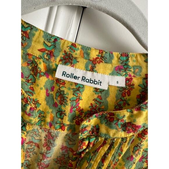 Roller Rabbit Rhody Stripe Arles Tunic Size: Small Color: Yellow Floral Print - Picture 6 of 8